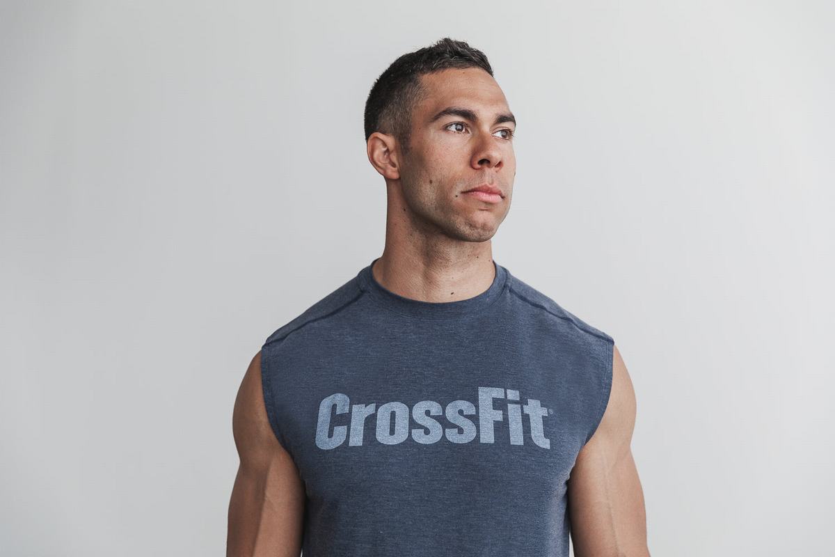 Nobull Crossfit® Sleeveless Men's T Shirts Navy | Australia (ST6320)